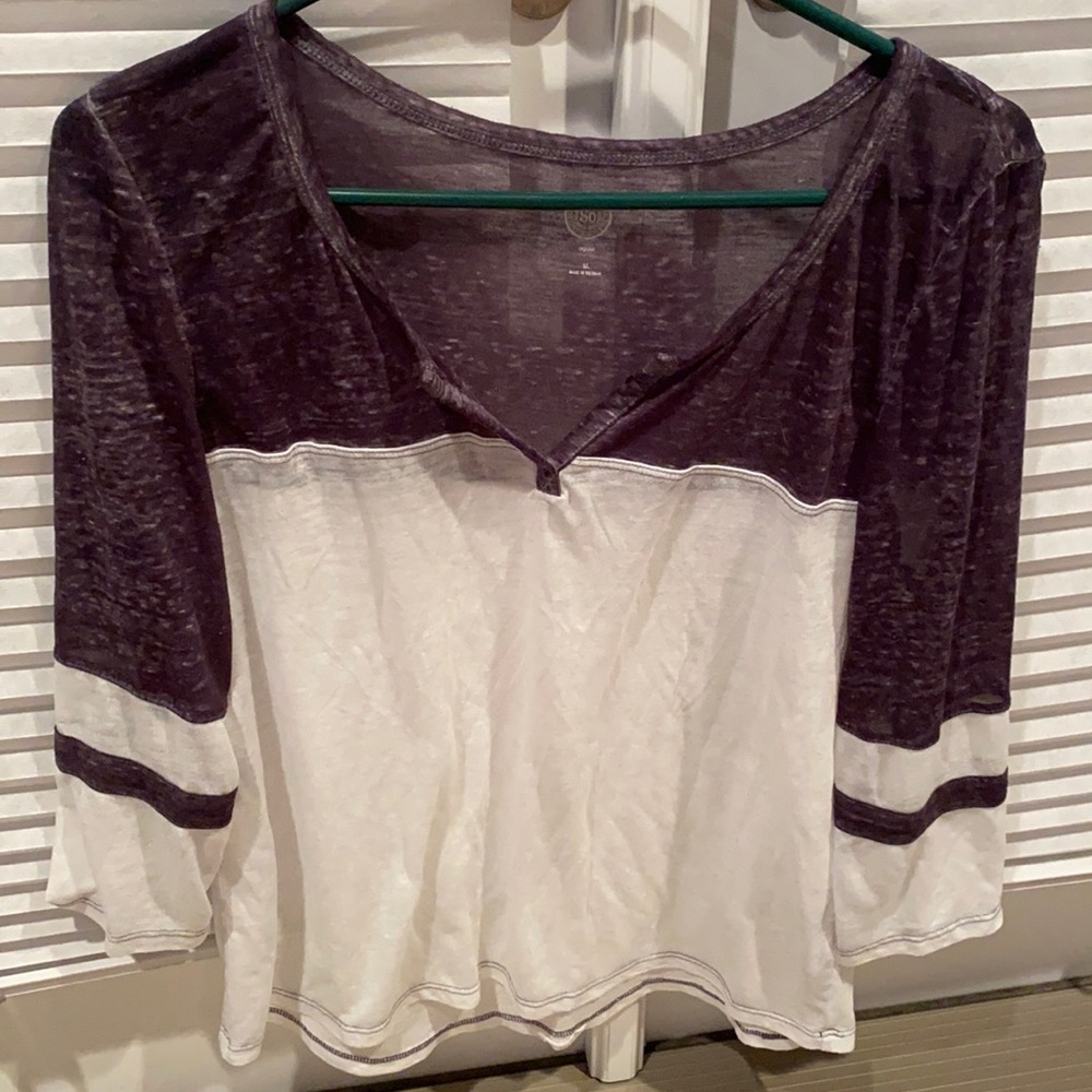 SO women’s medium grey/white long sleeve with opening at top